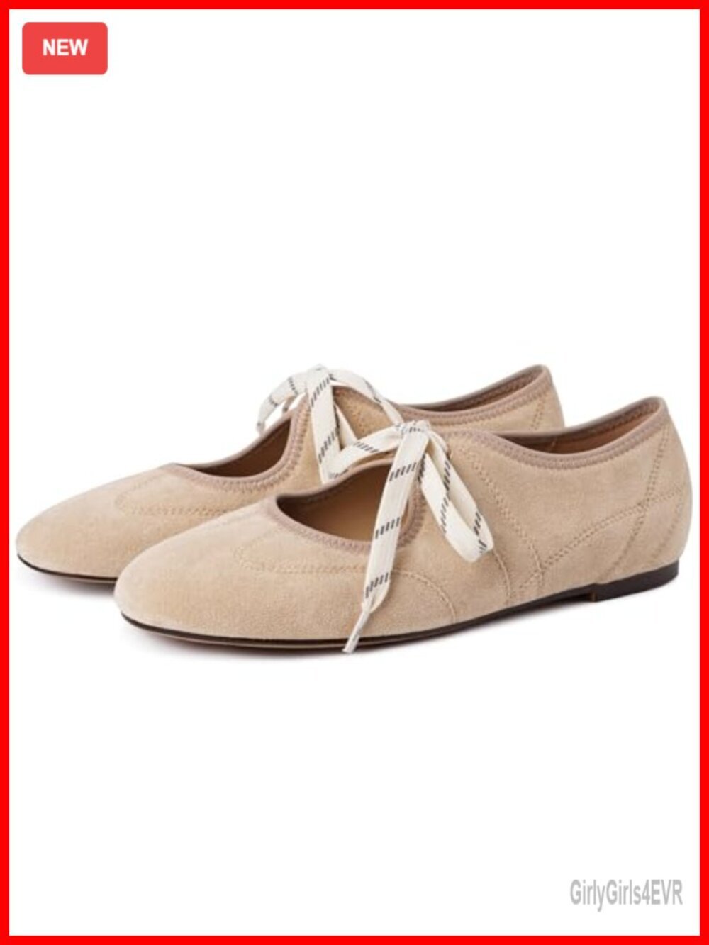 Faux Suede Lace Up Ballet Flats with Arch Support Low Heel Daily Walking Shoes